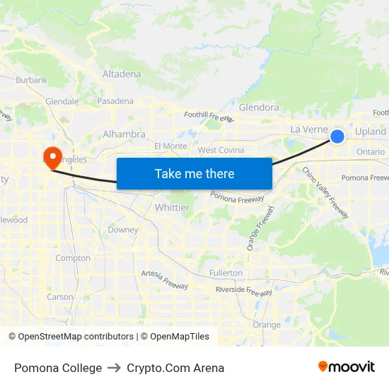 Pomona College to Crypto.Com Arena map