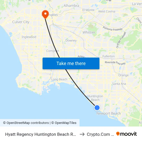 Hyatt Regency Huntington Beach Resort and Spa to Crypto.Com Arena map