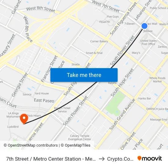 7th Street / Metro Center Station - Metro Red & Purple Lines to Crypto.Com Arena map