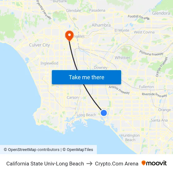 California State Univ-Long Beach to Crypto.Com Arena map