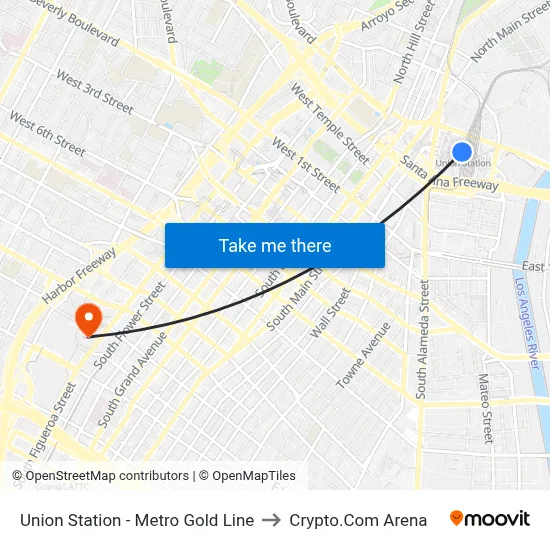 Union Station - Metro Gold Line to Crypto.Com Arena map