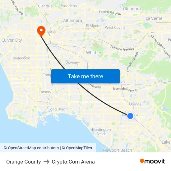 Orange County to Crypto.Com Arena map