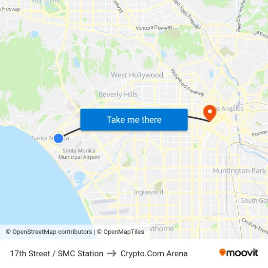 17th Street / SMC Station to Crypto.Com Arena map