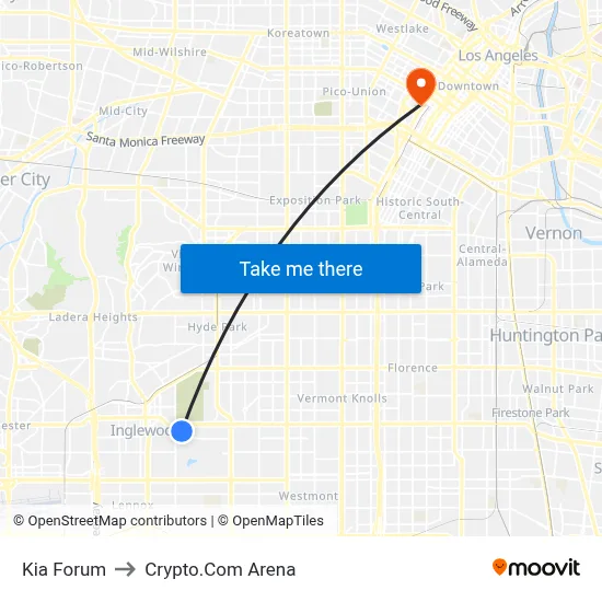 Kia Forum to Crypto.Com Arena map