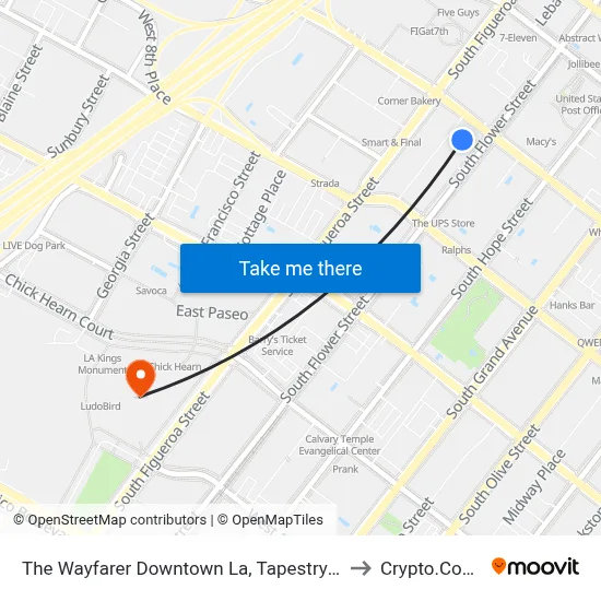 The Wayfarer Downtown La, Tapestry Collection by Hilton to Crypto.Com Arena map