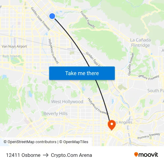 12411 Osborne to Crypto.Com Arena map