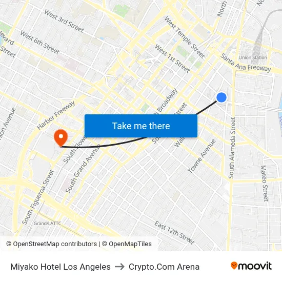 Miyako Hotel Los Angeles to Crypto.Com Arena map