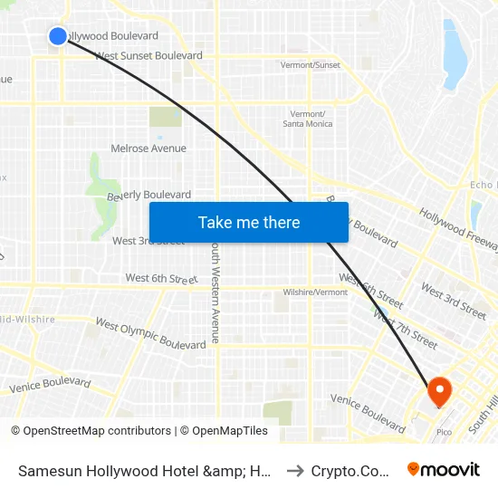 Samesun Hollywood Hotel &amp; Hostel, Los Angeles to Crypto.Com Arena map