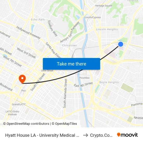 Hyatt House LA - University Medical Center, Los Angeles to Crypto.Com Arena map