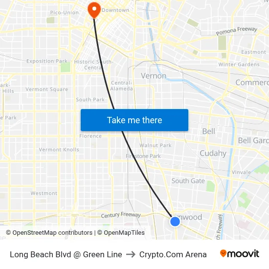 Long Beach Blvd @ Green Line to Crypto.Com Arena map