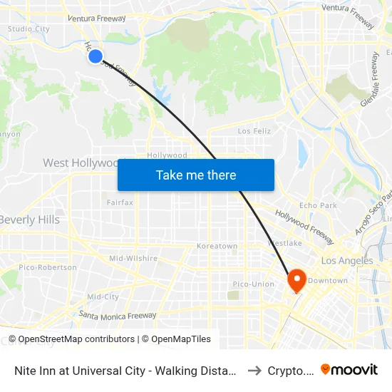 Nite Inn at Universal City - Walking Distance to Universal Studios Hollywood, Los Angeles to Crypto.Com Arena map
