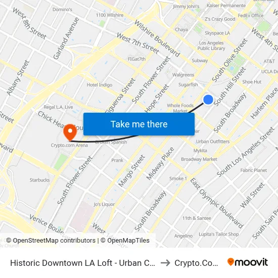 Historic Downtown LA Loft - Urban Charm, Los Angeles to Crypto.Com Arena map