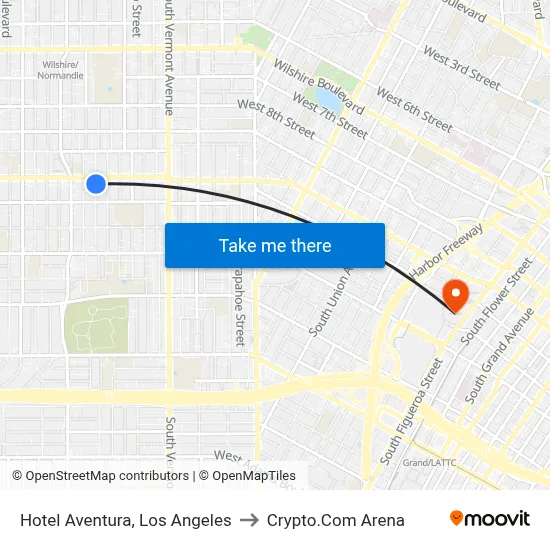 Hotel Aventura, Los Angeles to Crypto.Com Arena map