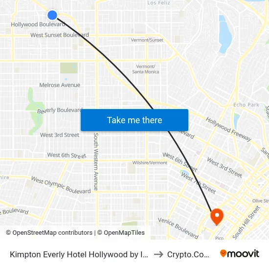 Kimpton Everly Hotel Hollywood by IHG, Los Angeles to Crypto.Com Arena map