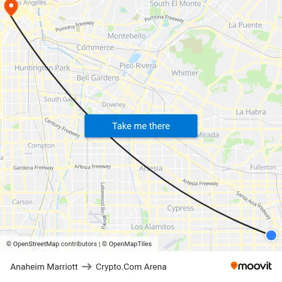 Anaheim Marriott to Crypto.Com Arena map