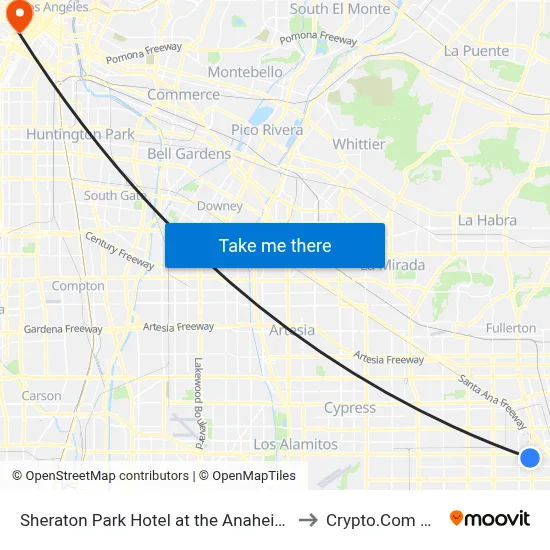 Sheraton Park Hotel At The Anaheim Resort to Crypto.Com Arena map