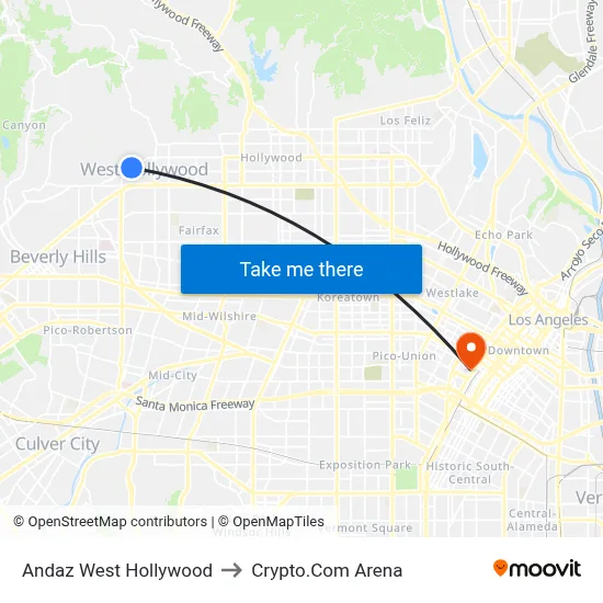 Andaz West Hollywood to Crypto.Com Arena map