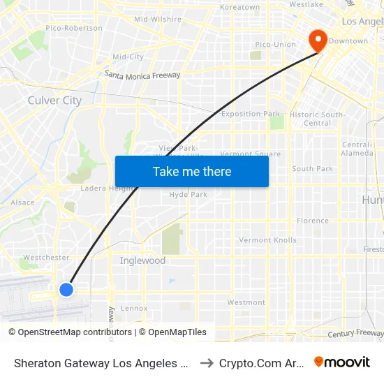 Sheraton Gateway Los Angeles to Crypto.Com Arena map