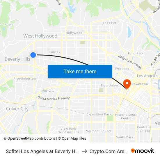 Sofitel Los Angeles At Beverly Hills to Crypto.Com Arena map