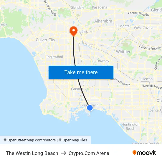 The Westin Long Beach to Crypto.Com Arena map