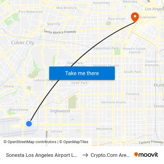 Sonesta Los Angeles Airport LAX to Crypto.Com Arena map