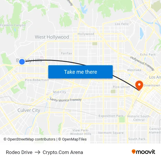 Rodeo Drive to Crypto.Com Arena map