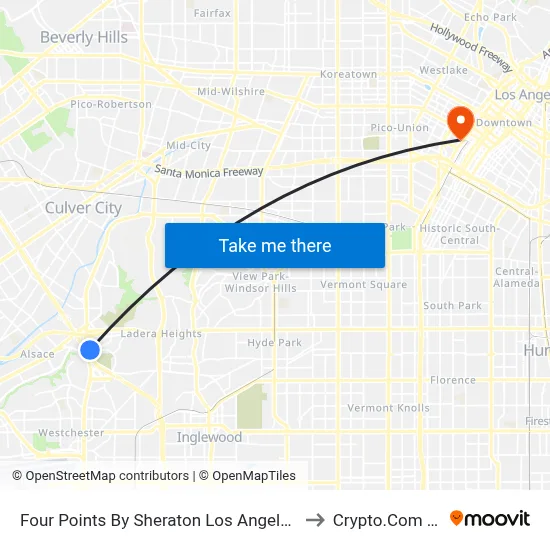 Four Points By Sheraton Los Angeles Westside to Crypto.Com Arena map