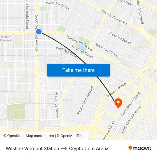 Wilshire Vermont Station to Crypto.Com Arena map
