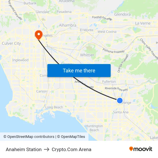 Anaheim Station to Crypto.Com Arena map