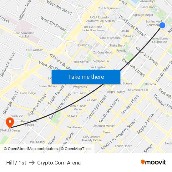 Hill / 1st to Crypto.Com Arena map