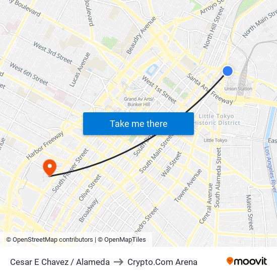 Cesar E Chavez / Alameda to Crypto.Com Arena map