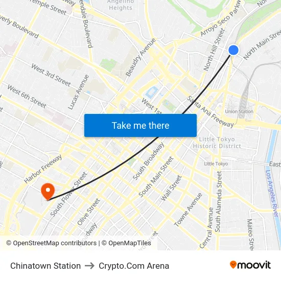 Chinatown Station to Crypto.Com Arena map