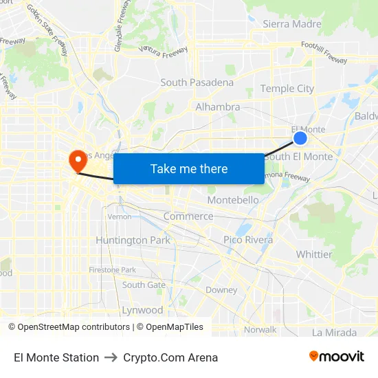 El Monte Station to Crypto.Com Arena map