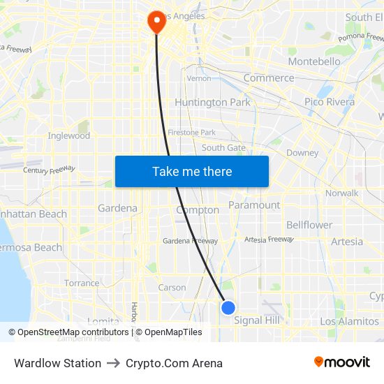 Wardlow Station to Crypto.Com Arena map