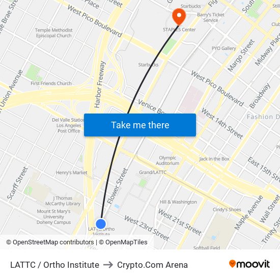 LATTC / Ortho Institute to Crypto.Com Arena map