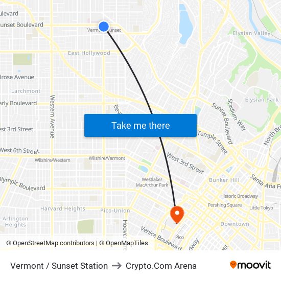 Vermont / Sunset Station to Crypto.Com Arena map