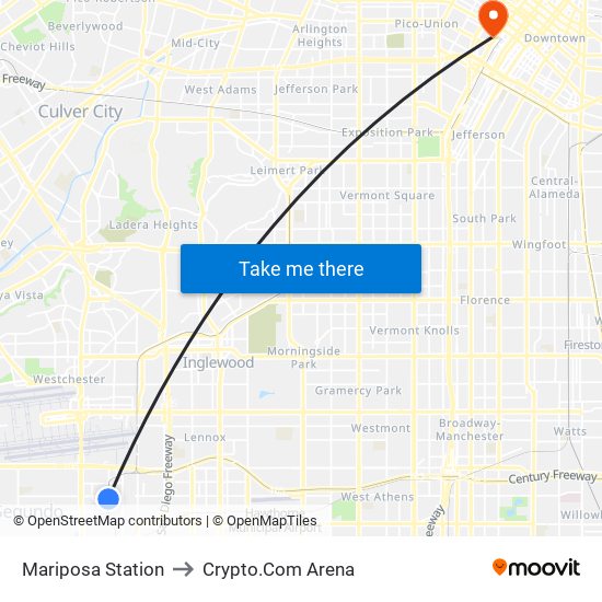 Mariposa Station to Crypto.Com Arena map