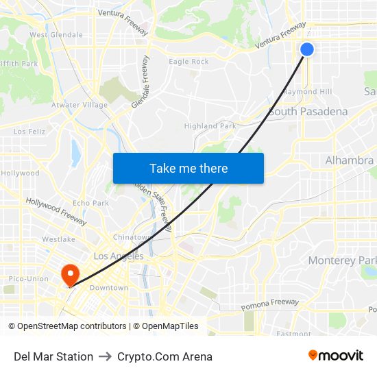 Del Mar Station to Crypto.Com Arena map