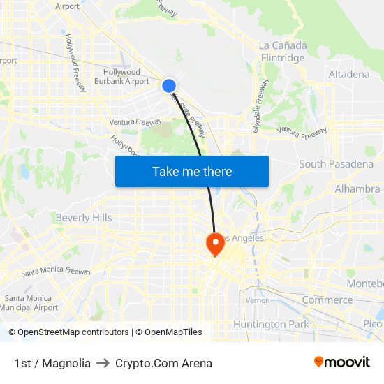 1st / Magnolia to Crypto.Com Arena map