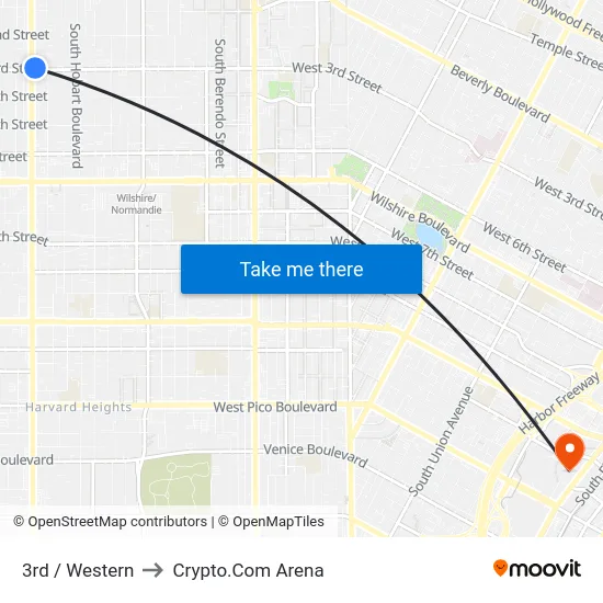 3rd / Western to Crypto.Com Arena map