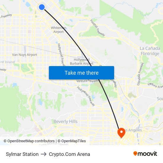 Sylmar Station to Crypto.Com Arena map