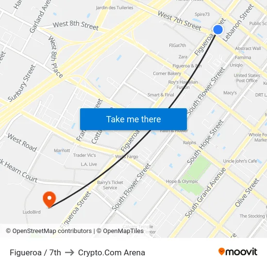 Figueroa / 7th to Crypto.Com Arena map
