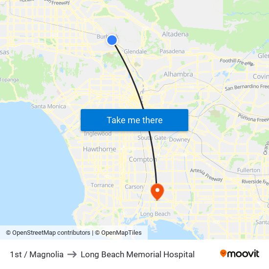 1st / Magnolia to Long Beach Memorial Hospital map