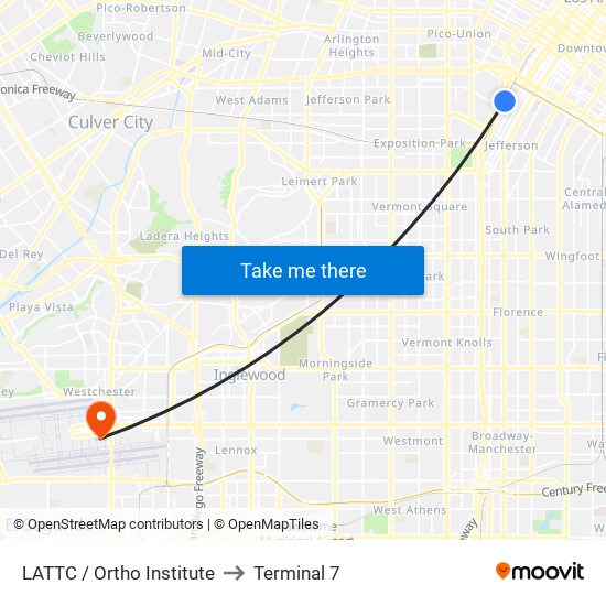 LATTC / Ortho Institute to Terminal 7 map