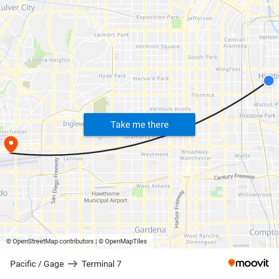 Pacific / Gage to Terminal 7 map