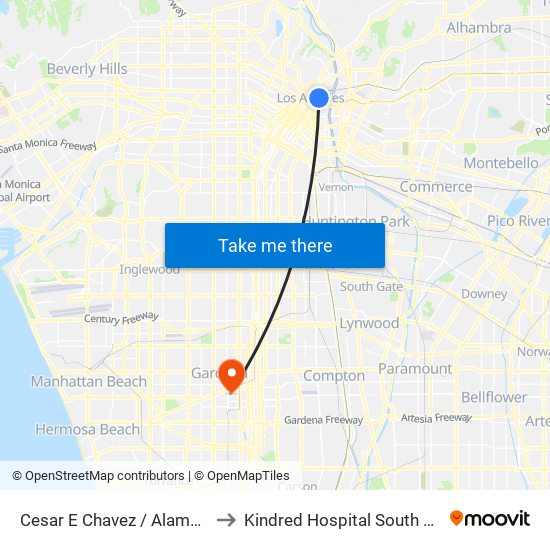 Cesar E Chavez / Alameda to Kindred Hospital South Bay map