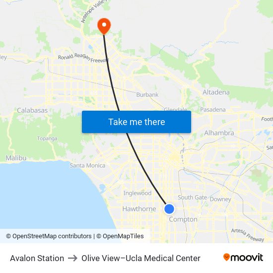 Avalon Station to Olive View–Ucla Medical Center map