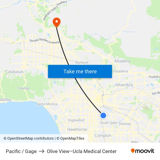 Pacific / Gage to Olive View–Ucla Medical Center map