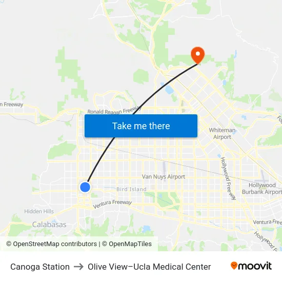 Canoga Station to Olive View–Ucla Medical Center map