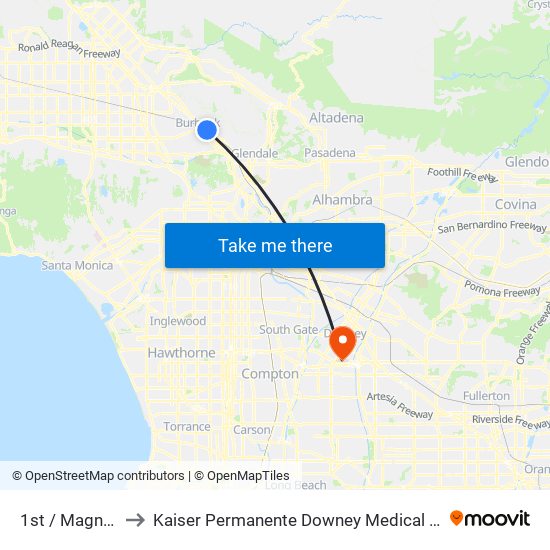 1st / Magnolia to Kaiser Permanente Downey Medical Center map